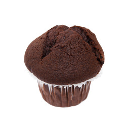 Chocolate muffin isolated on the white background