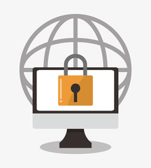 padlock computer cyber security system technology icon. Flat design. Vector illustration