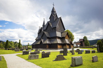 Fototapeta na wymiar Heddal medieval wooden stave church in Telemark Norway