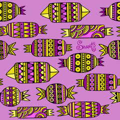 Sweet candies set. Colorful Vector Seamless Pattern.
