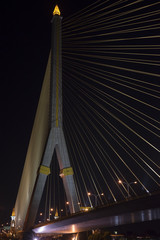 Rama VIII Bridge with lighting in night.
