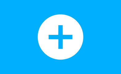 Vector plus icon in circle on flat background