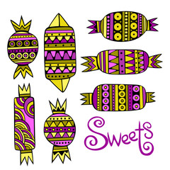 Sweet candies set. Colorful Vector illustration.
