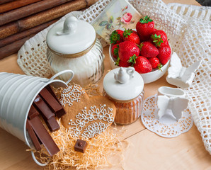 strawberries, cookies, chocolates candies