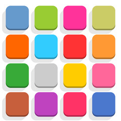 Flat blank web button rounded square icon set