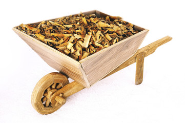 Wooden cart isolated on white