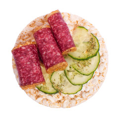 Sandwich with sausage and cucumber