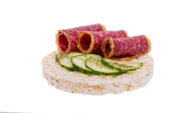 Sandwich with sausage and cucumber