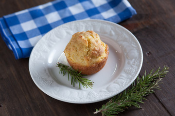 Delicous Homemade Gluten Free Cornbread Muffins On Distressed Wo