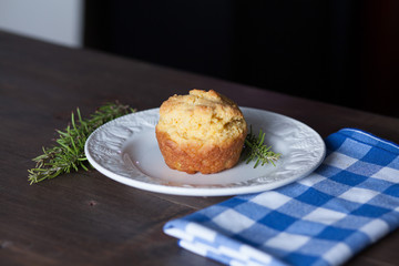 Delicous Homemade Gluten Free Cornbread Muffins On Distressed Wo
