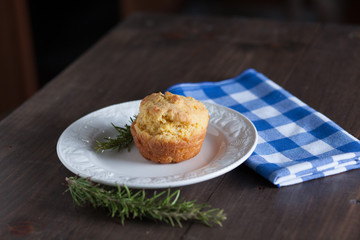 Delicous Homemade Gluten Free Cornbread Muffins On Distressed Wo