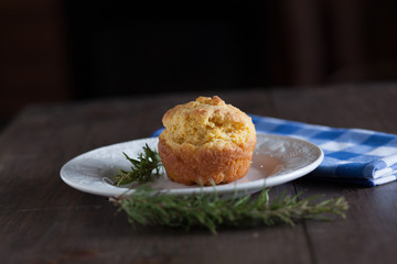 Delicous Homemade Gluten Free Cornbread Muffins On Distressed Wo
