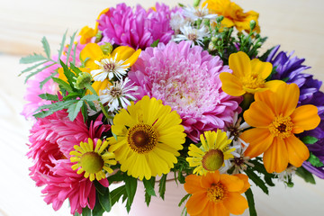Multi-colored bouquet of flowers