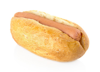 Simple hot dog on white