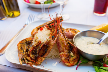 grilled scampi with aioli