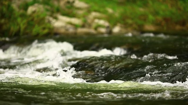 Rocky shore of mountain river