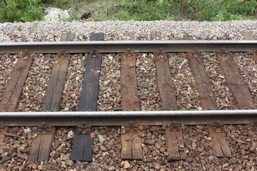 Naklejka premium old rail tracks close up