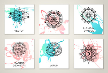 Sacred Geometry Forms on Watercolor
