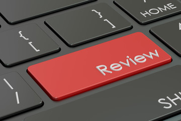 Fototapeta premium Review concept, red hot key on keyboard. 3D rendering