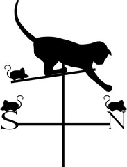 Cat weathervane, playing with mice, vector