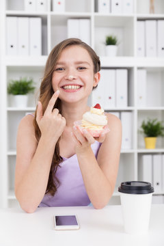 Girl with cream on nose