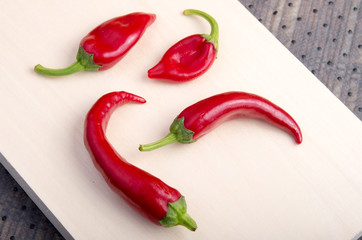 Closeup view on a hot red chili peppers