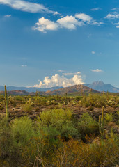 Sunset approaches the Superstition Mountains