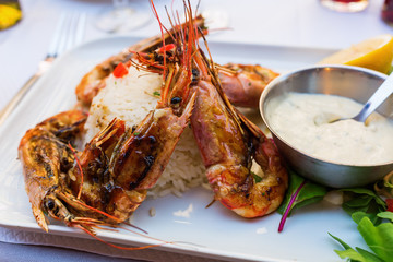 grilled scampi with aioli