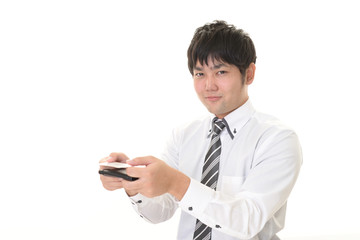 名刺交換をするビジネスマン