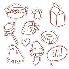 Set cartoon patch badges or fashion pin