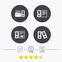 Accounting icons. Document storage in folders.