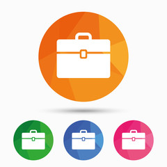 Case sign icon. Briefcase button.