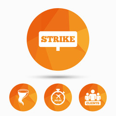 Strike icon. Storm weather and group of people.