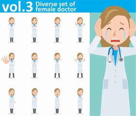 Diverse set of young female doctor on white background , eps10 vector format vol.3