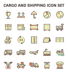 Cargo and shipping vector icon set.