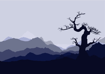 Fototapeta na wymiar tree dry landscape scene background illustration vector