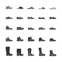 Fototapeta na wymiar Icons men's shoes. Vector black icons