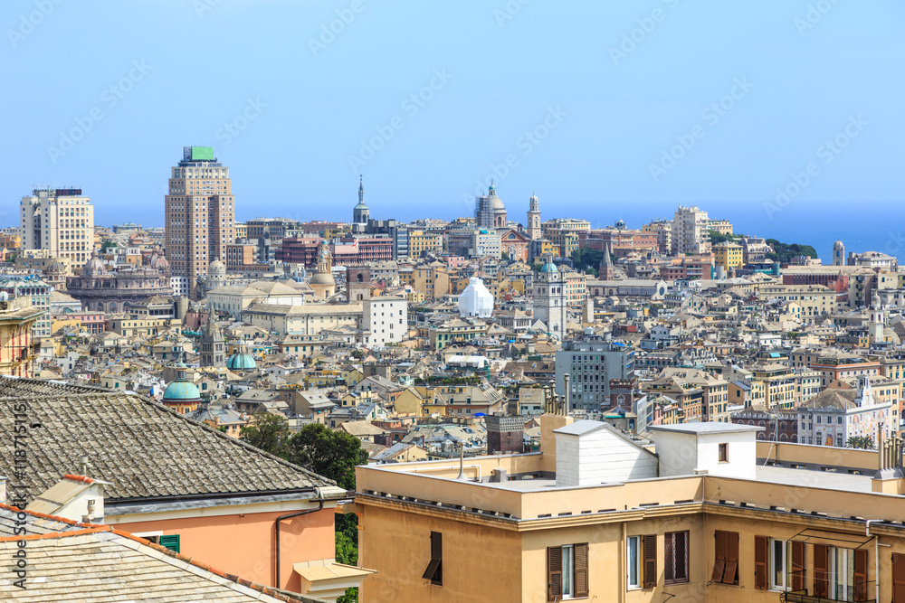 Sticker Genoa old city view from above