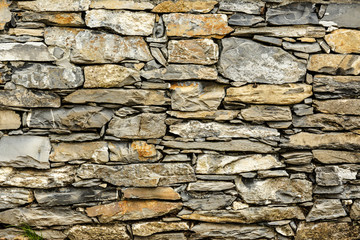 Ancient stone wall in closeup