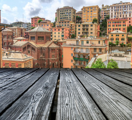 Fototapeta na wymiar Rostrum to the old city of Genoa