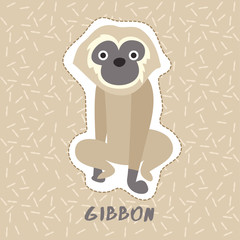 Gibbon : Cute Animal Set :  Vector Illustration