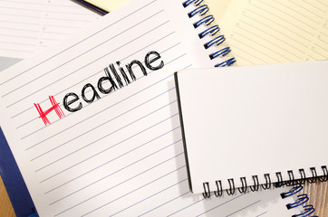 Headline text concept on notebook
