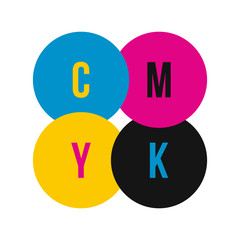 CMYK color profile icon in flat style isolated on white background. Paint symbol