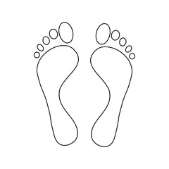 Human feet icon in outline style isolated on white background