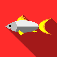 Fototapeta premium Fish icon in flat style with long shadow. Fishing symbol