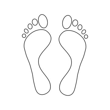 Human feet icon in outline style isolated on white background