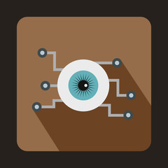 Cyber eyes icon in flat style with long shadow. Innovation symbol