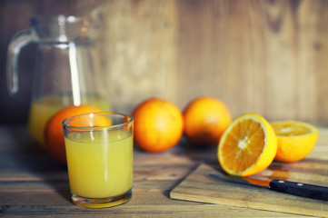 toned orange juice glass slice