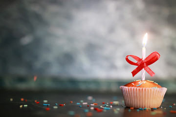cupcake with a candle holiday