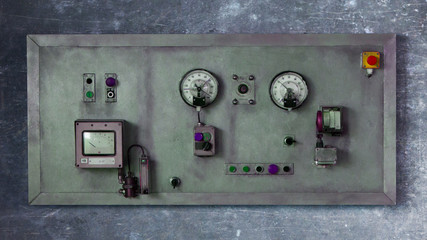 Close up rustic control panel of old machine